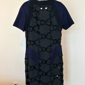 Vintage Miu Miu Black and Navy Cloud Wool Dress Size IT 42
